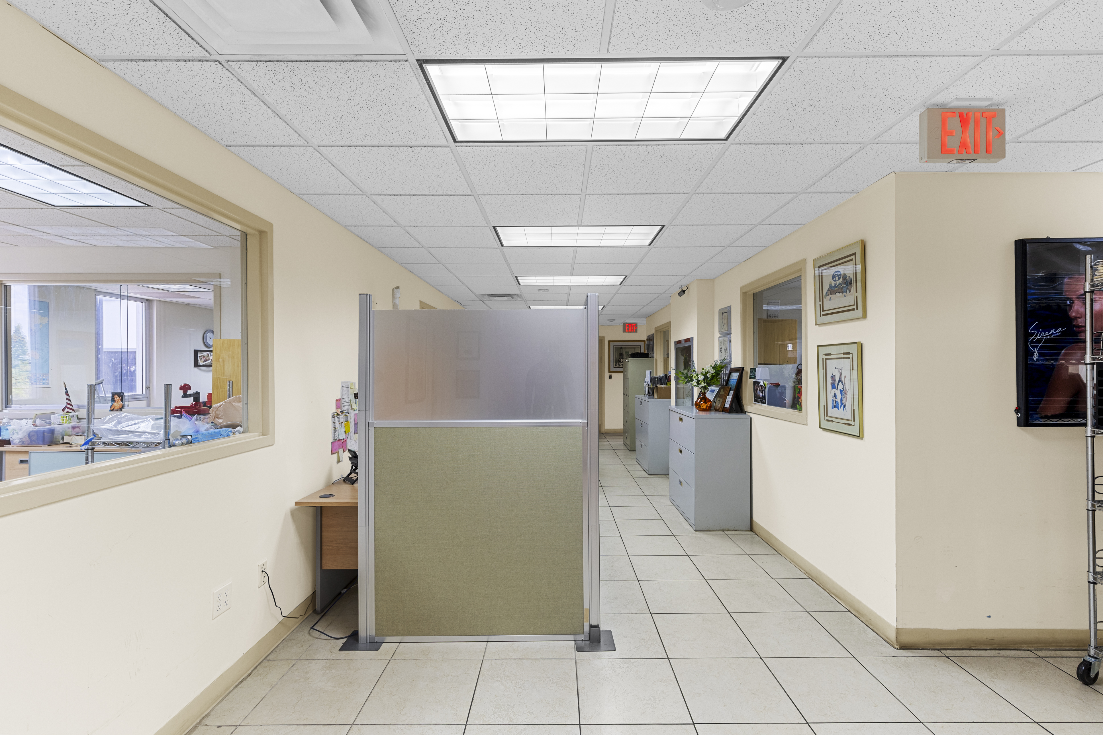 Cubicle corridor with window