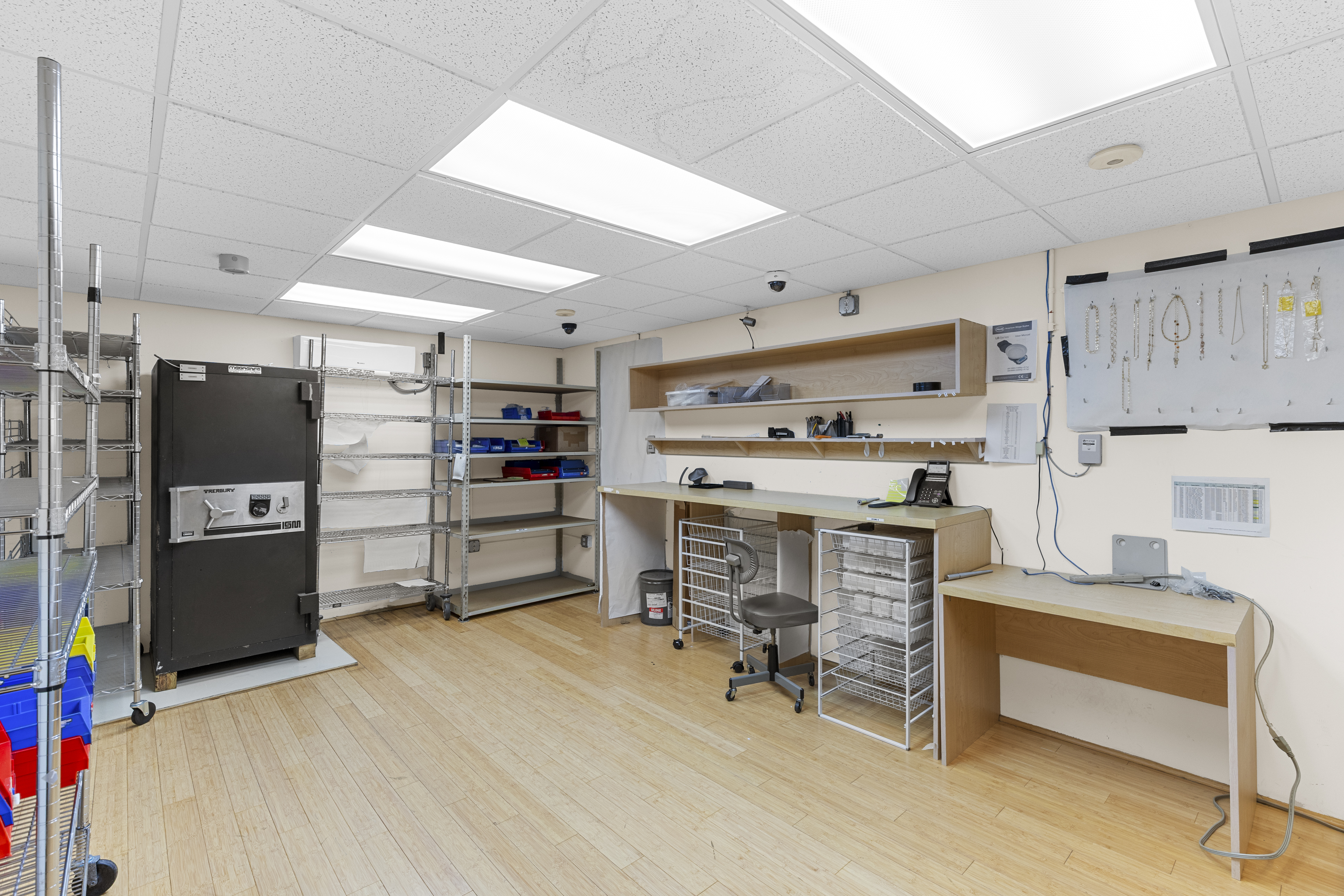 Secure manufacturing room with safe