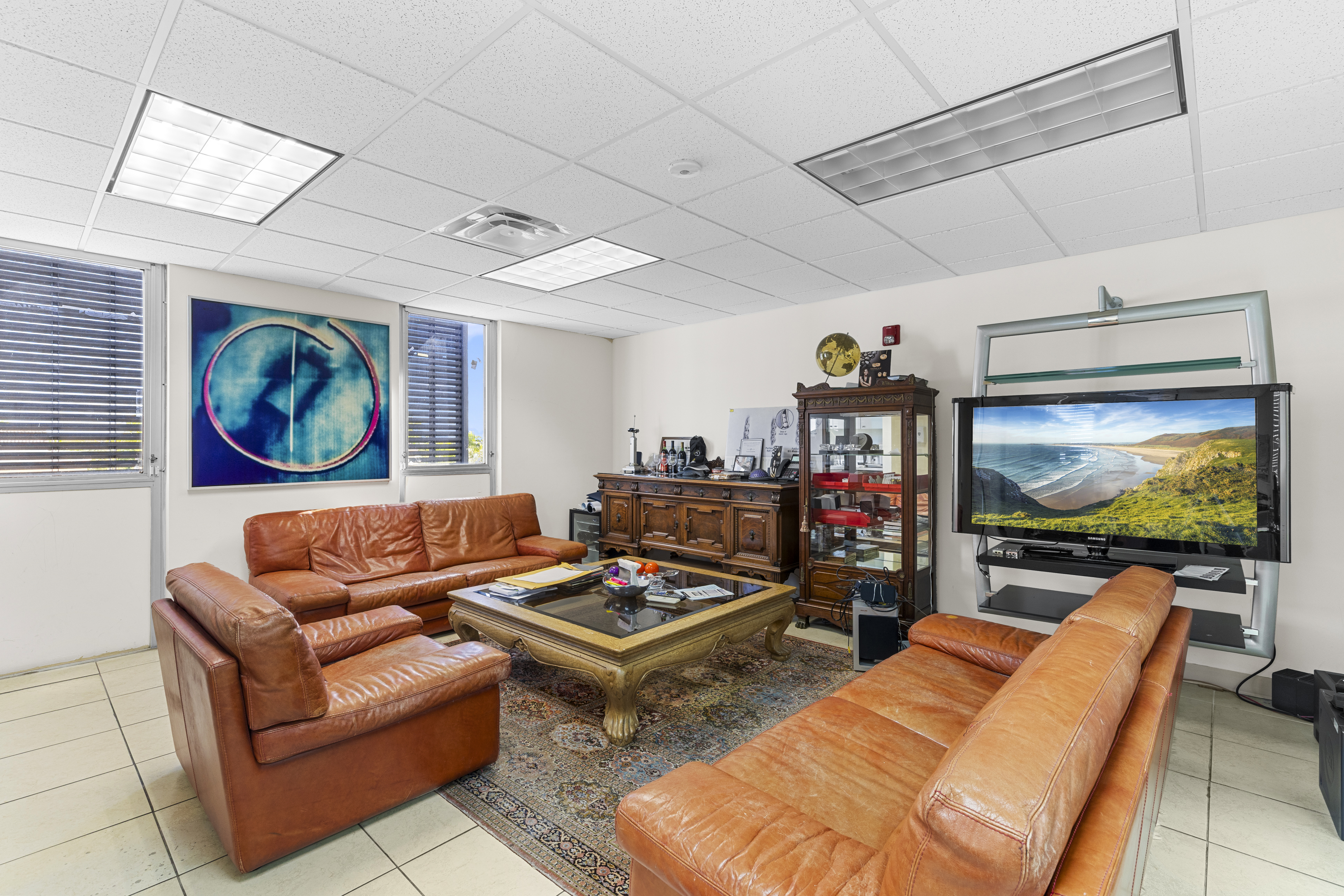 Executive lounge with leather sofas