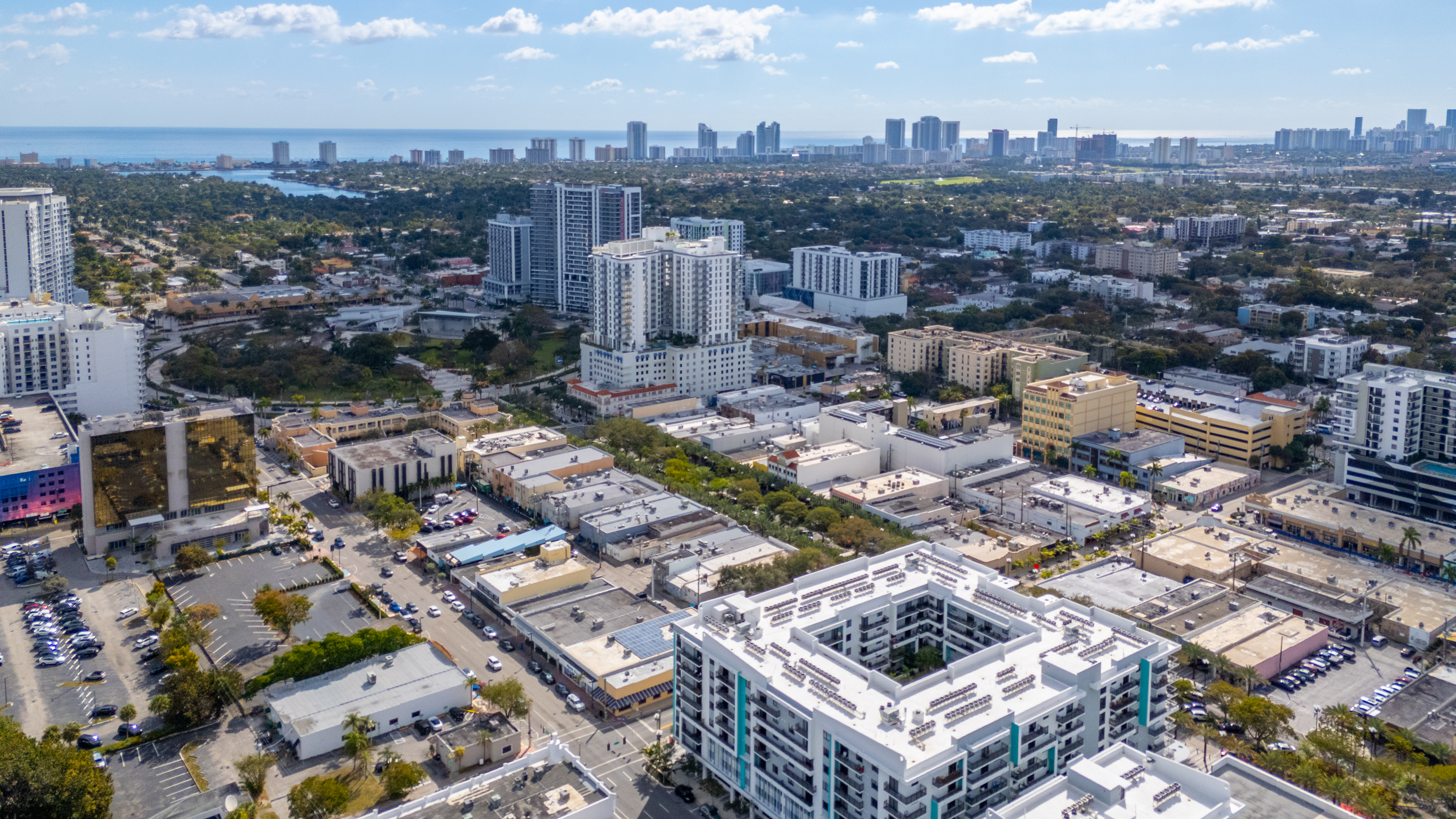 Drone view of the building exterior