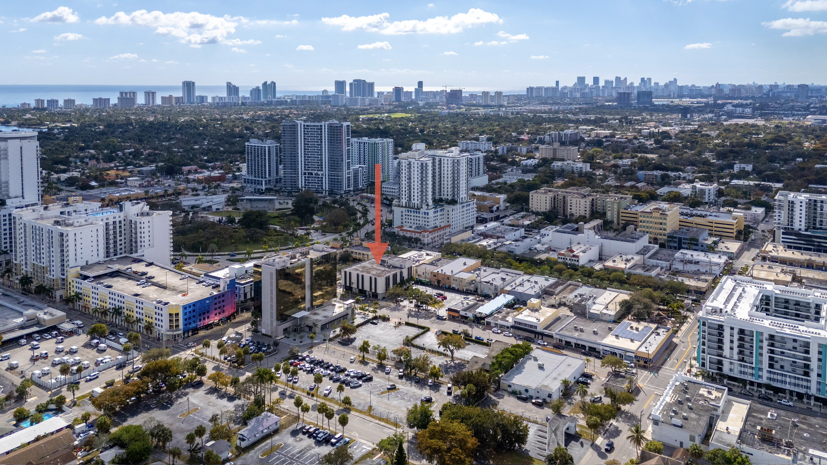 Aerial view of Hollywood downtown