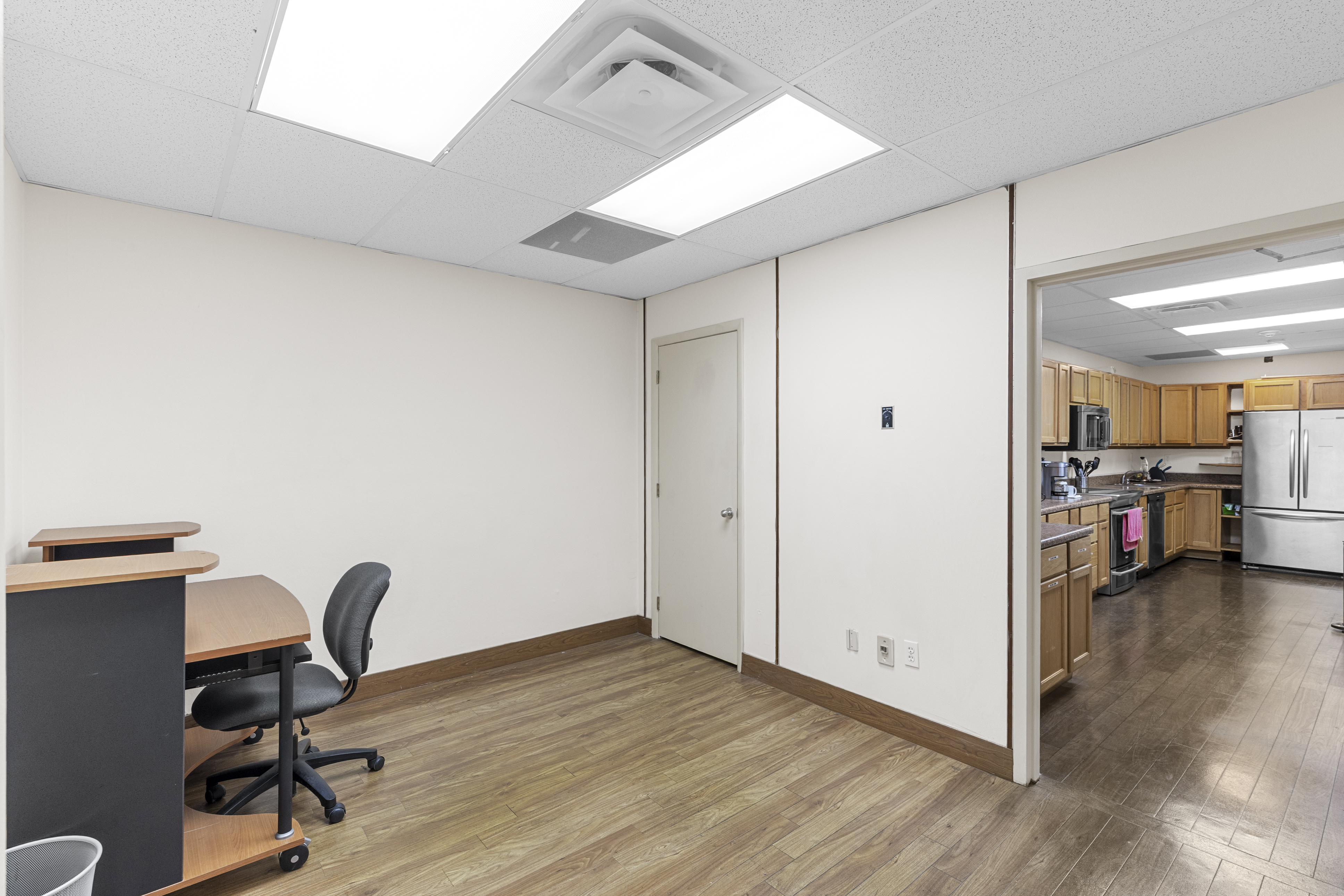 Office with kitchen view