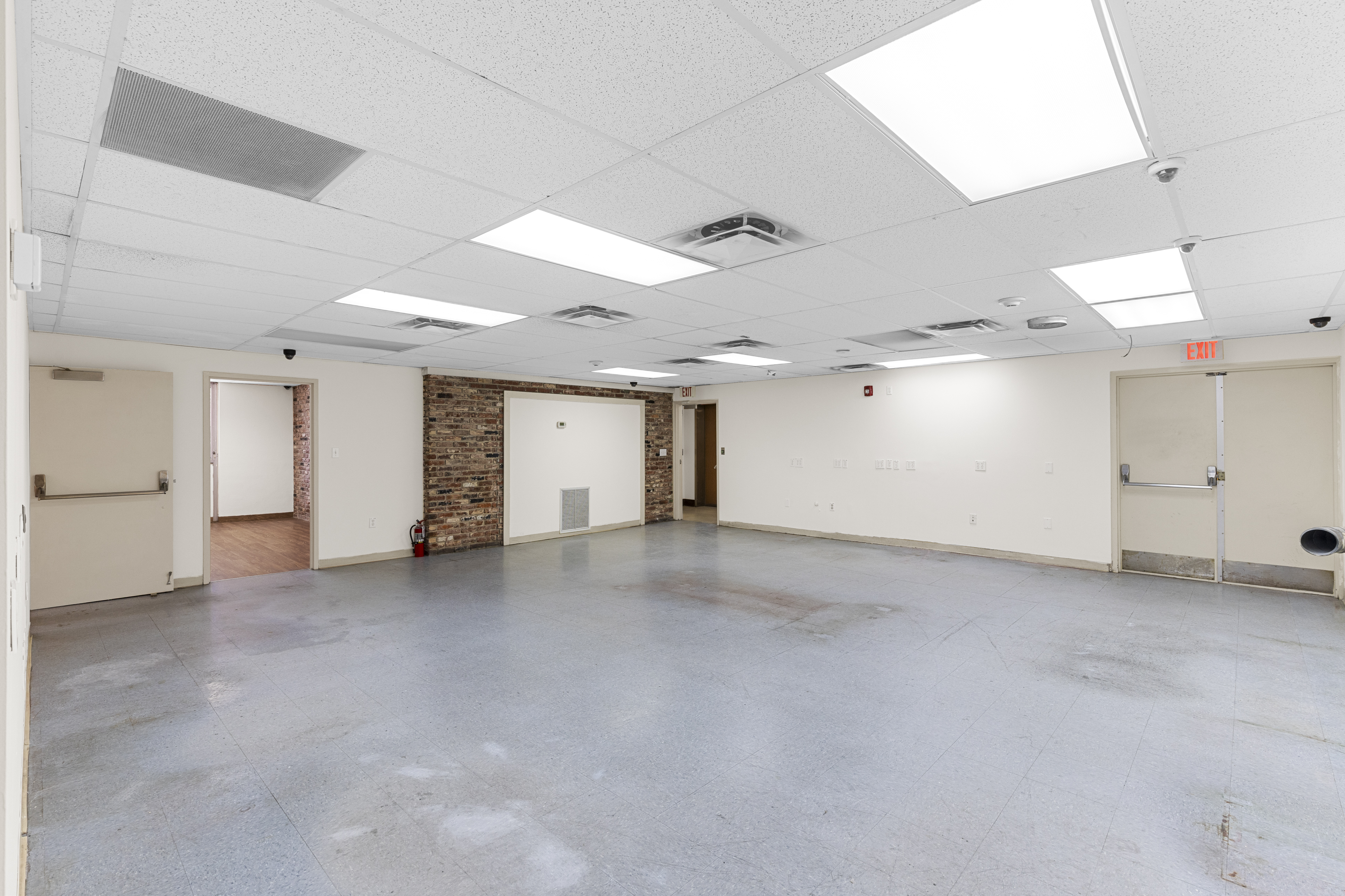 Open production area with brick column